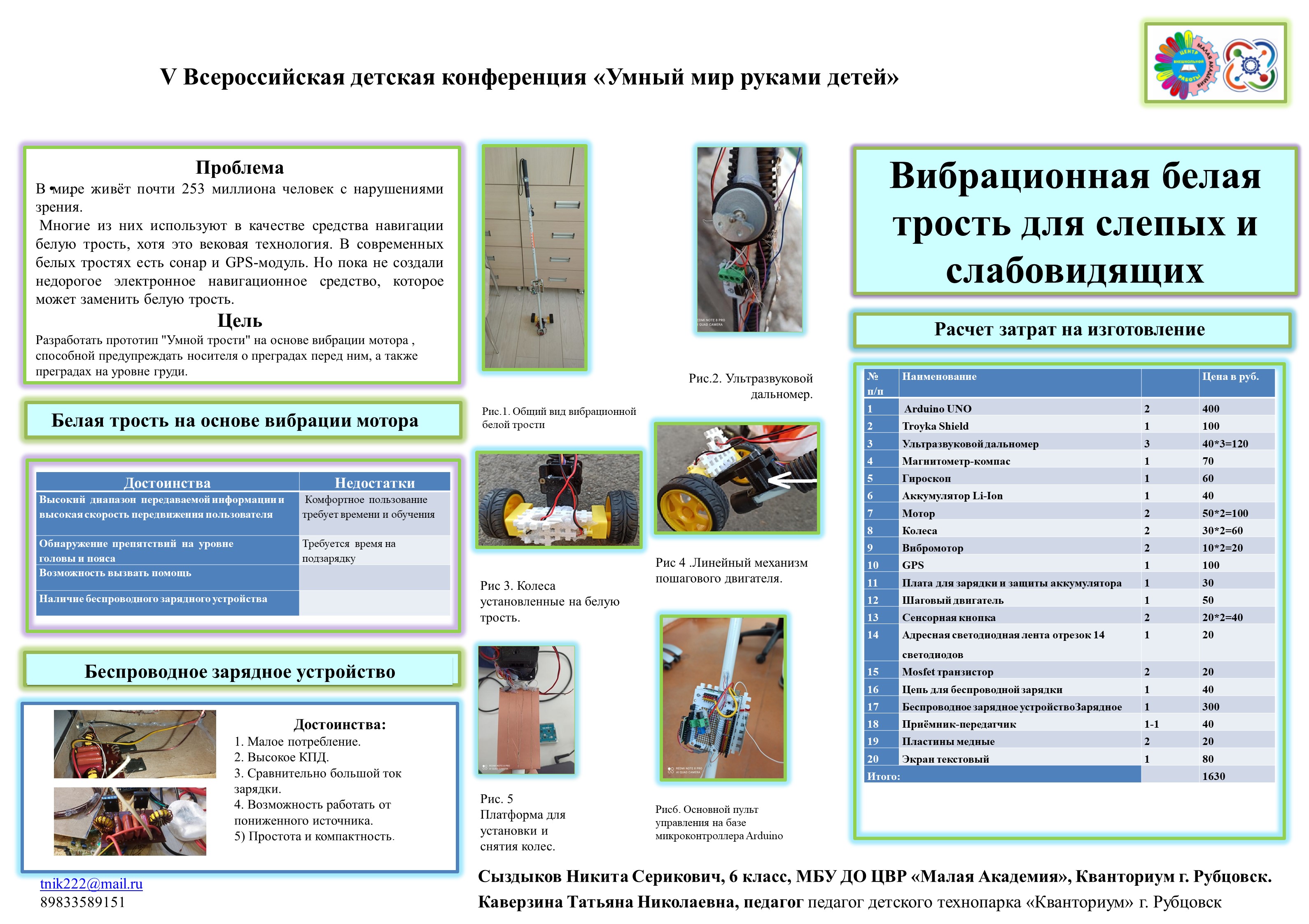 Вибрационная белая трость для слепых и слабовидящих